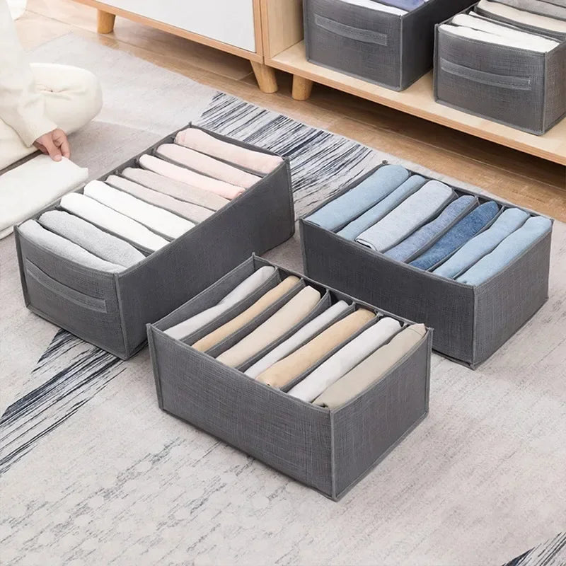 Jeans & Clothes Storage Box – Wardrobe Drawer Organizer for T-Shirts, Underwear, Socks & More - Harotix