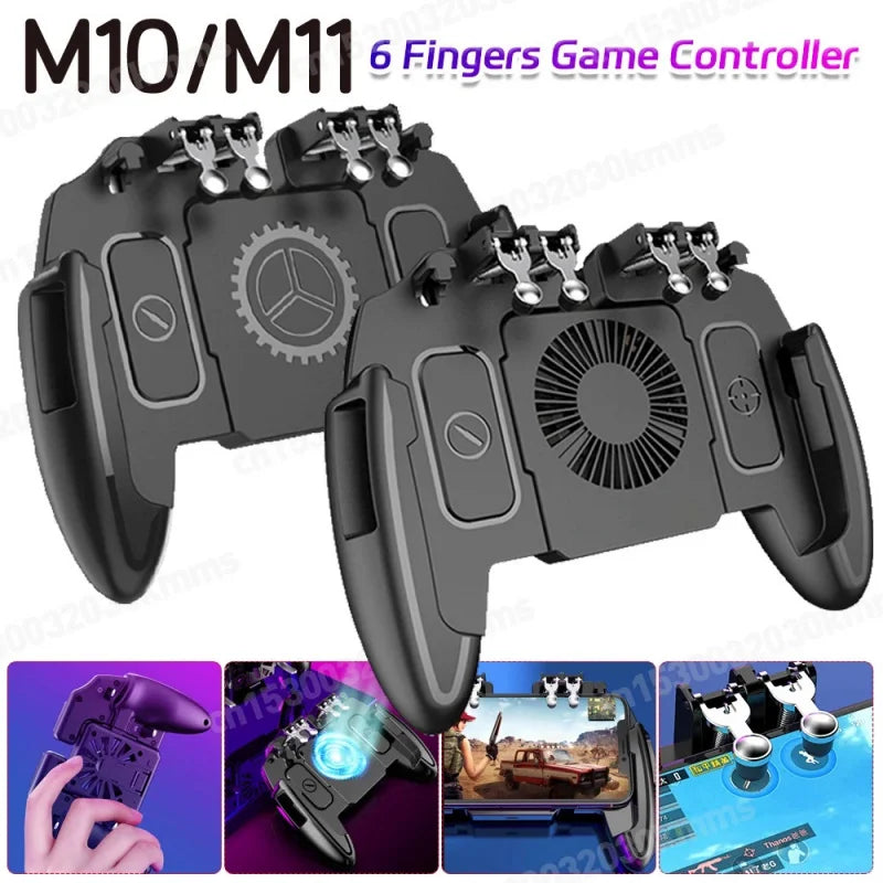 M10/M11 6-Finger PUBG Mobile Gamepad with Cooling Fan & Triggers - Harotix