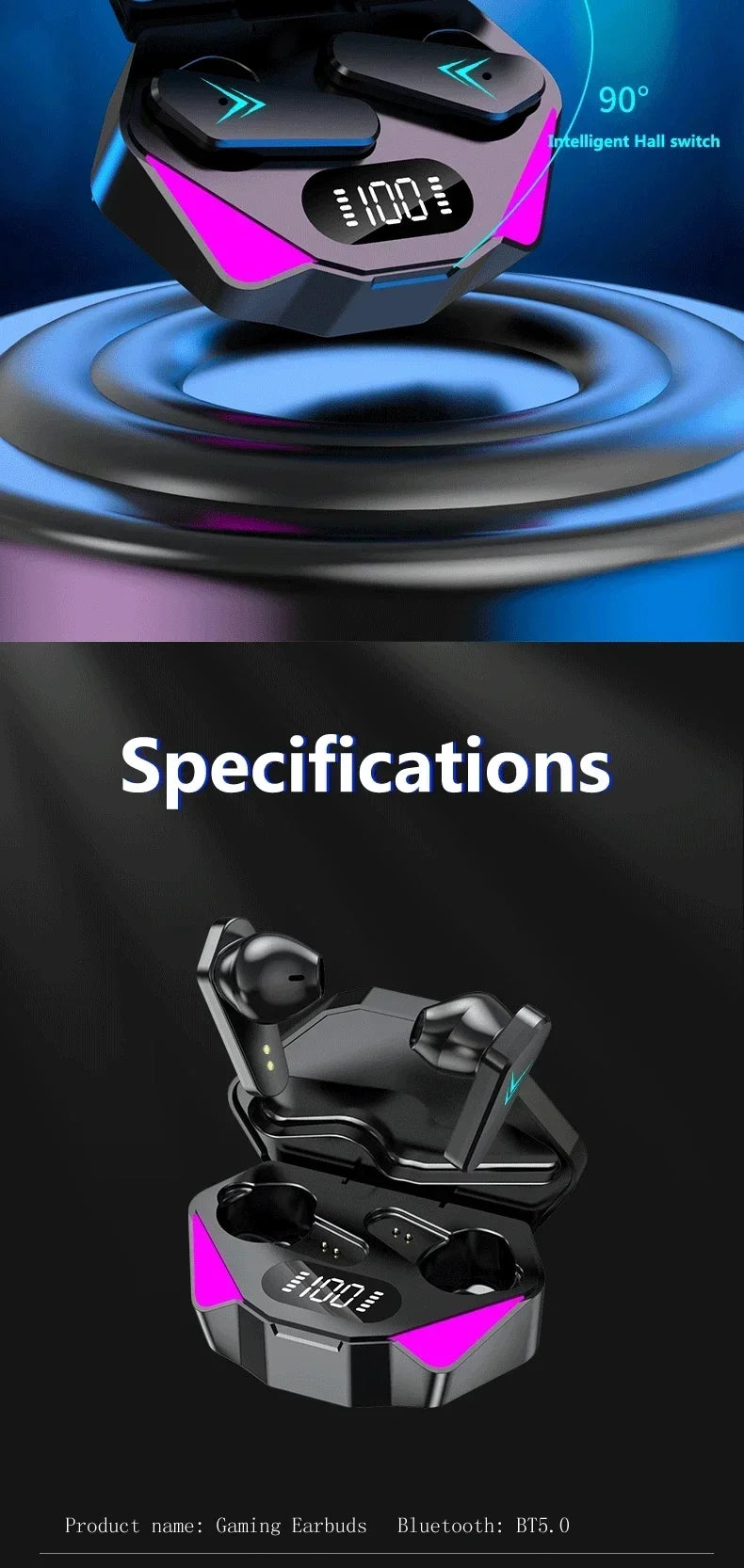 AIR X15 Wireless Gaming Earbuds Bluetooth Headset with Mic - Harotix