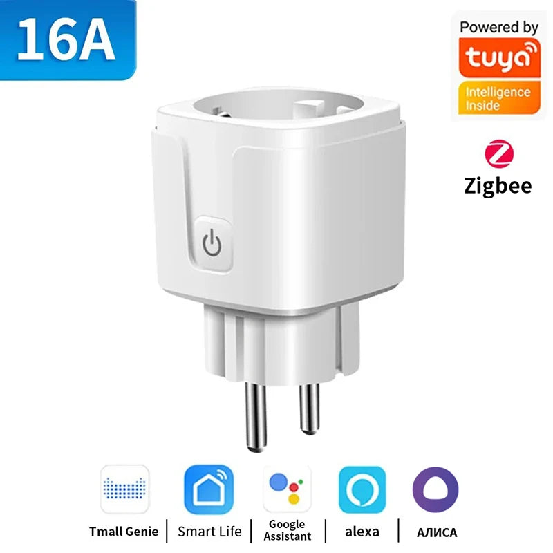 TNCE Tuya Smart Plug WiFi/Zigbee 3.0 EU Socket (16A/20A) – Power Monitor, Timer, Voice Control, Works with Alexa & Google Home - Harotix