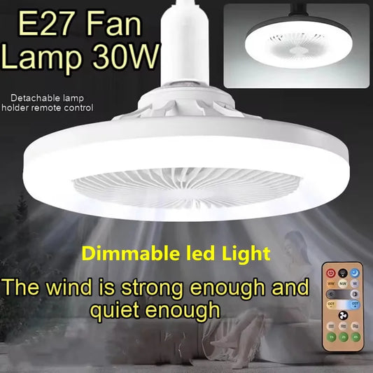 Energy-Saving Remote Control LED Ceiling Fan Lamp – Quiet 2-in-1 Light & Fan, E27 Base, 85-265V for Bedroom & Living Room - Harotix