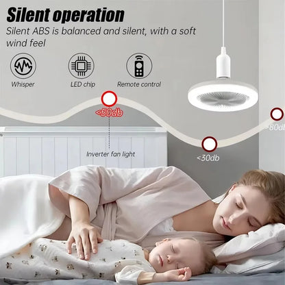 Energy-Saving Remote Control LED Ceiling Fan Lamp – Quiet 2-in-1 Light & Fan, E27 Base, 85-265V for Bedroom & Living Room - Harotix