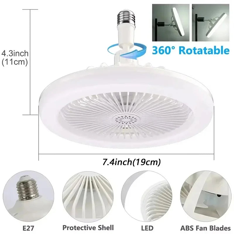 Energy-Saving Remote Control LED Ceiling Fan Lamp – Quiet 2-in-1 Light & Fan, E27 Base, 85-265V for Bedroom & Living Room - Harotix
