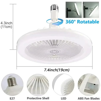 Energy-Saving Remote Control LED Ceiling Fan Lamp – Quiet 2-in-1 Light & Fan, E27 Base, 85-265V for Bedroom & Living Room - Harotix