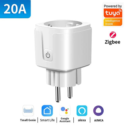 TNCE Tuya Smart Plug WiFi/Zigbee 3.0 EU Socket (16A/20A) – Power Monitor, Timer, Voice Control, Works with Alexa & Google Home - Harotix