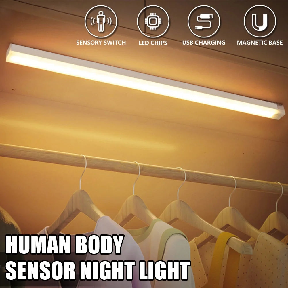 LED Motion Sensor Light – Wireless Rechargeable Night Light with Type-C Charging, Perfect for Cabinet, Wardrobe, Staircase & Kitchen - Harotix