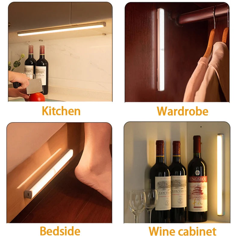 LED Motion Sensor Light – Wireless Rechargeable Night Light with Type-C Charging, Perfect for Cabinet, Wardrobe, Staircase & Kitchen - Harotix