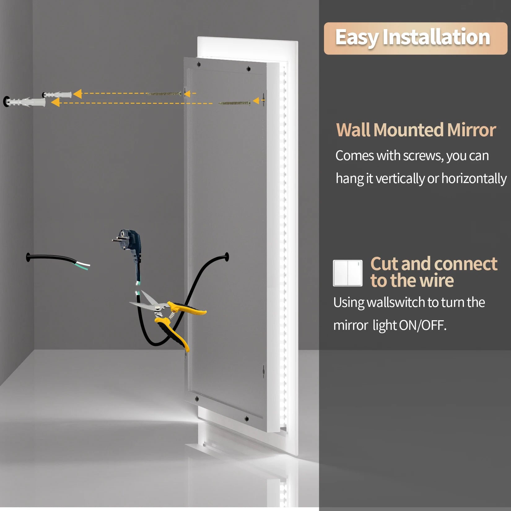 16x20 Inch LED Lighted Bathroom Mirror – Wall Mounted Vanity Mirror with Anti-Fog & Touch Control - Harotix