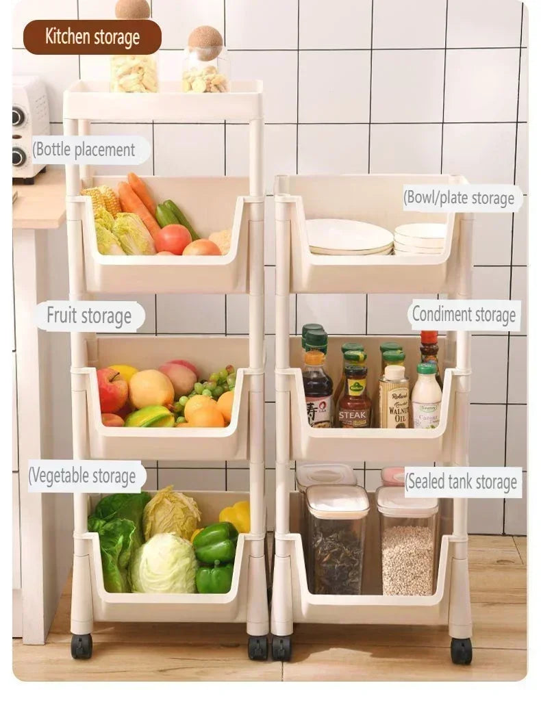 Trolley Multi-Layer Bookshelf & Kitchen Storage Rack – Narrow Slit Cabinet Organizer - Harotix