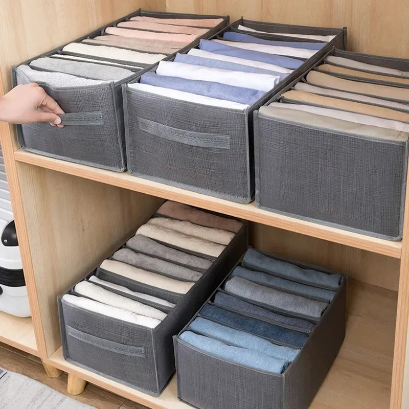 Jeans & Clothes Storage Box – Wardrobe Drawer Organizer for T-Shirts, Underwear, Socks & More - Harotix