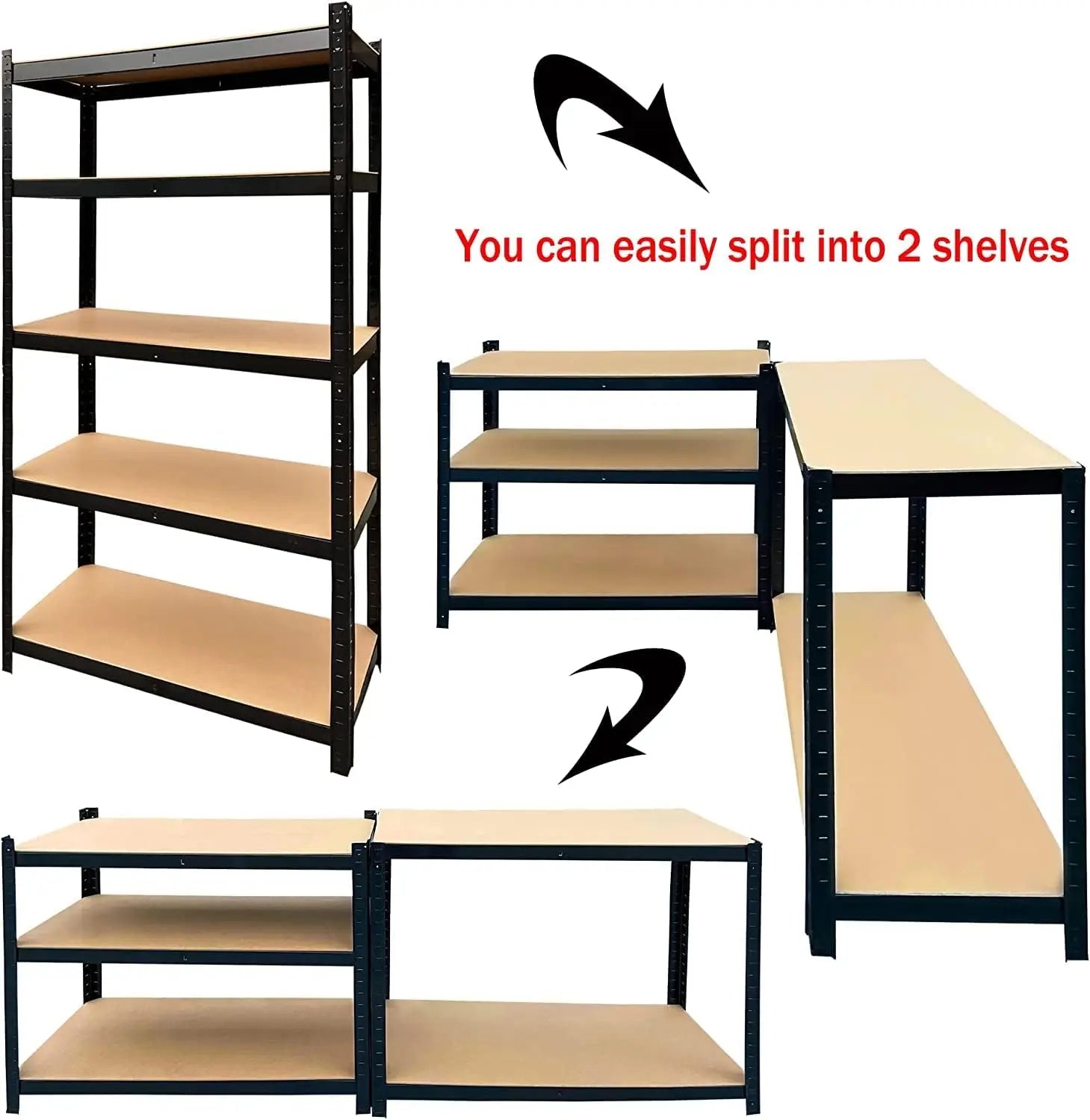 Heavy-Duty 5-Tier Metal Shelving Unit – Garage & Shed Storage Racking, 150/180cm - Harotix