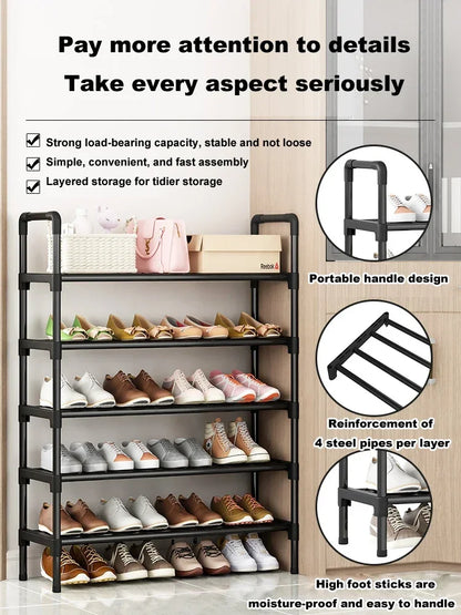 Black Elevated Shoe Rack – Small Multi-layer Shoe Cabinet for Home, Dormitory & Rental Housing - Harotix
