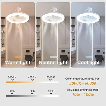Energy-Saving Remote Control LED Ceiling Fan Lamp – Quiet 2-in-1 Light & Fan, E27 Base, 85-265V for Bedroom & Living Room - Harotix