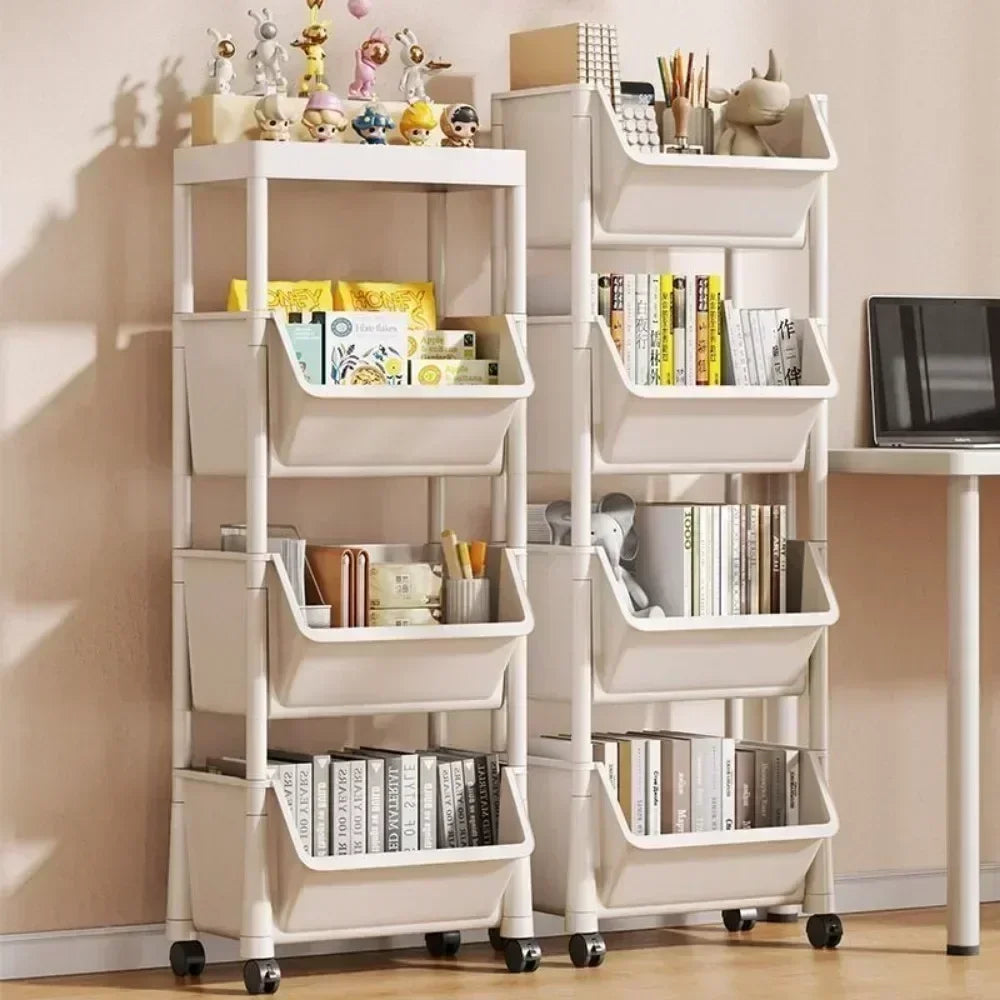 Trolley Multi-Layer Bookshelf & Kitchen Storage Rack – Narrow Slit Cabinet Organizer - Harotix