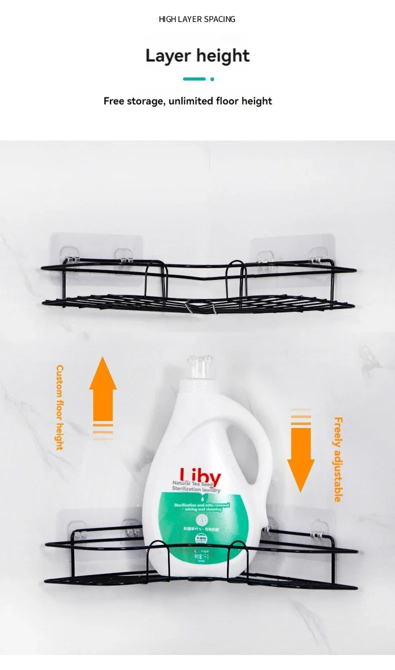 Iron Triangle Corner Rack – Durable Thickened Storage Shelf for Kitchen & Bathroom - Harotix