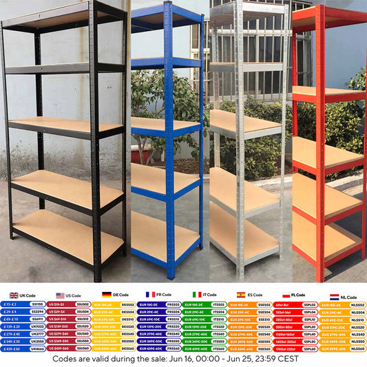 Heavy-Duty 5-Tier Metal Shelving Unit – Garage & Shed Storage Racking, 150/180cm - Harotix