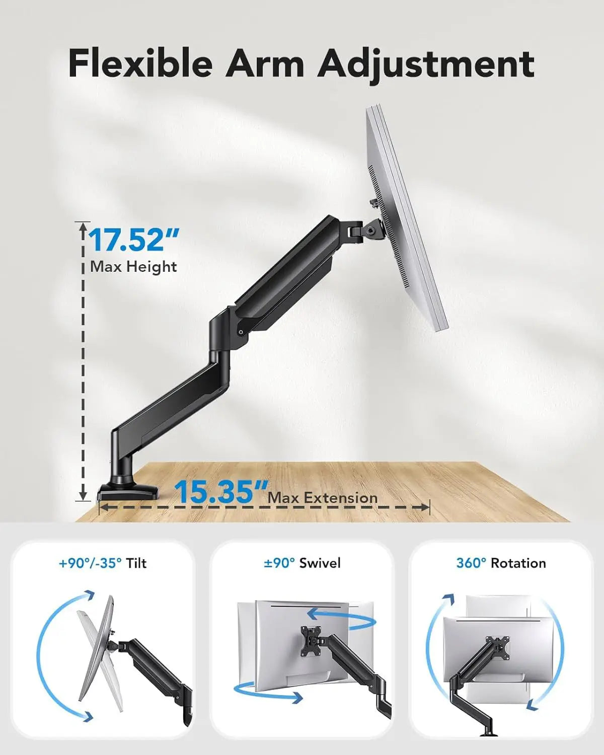 Adjustable Monitor Arm Bracket – Desktop Screen Holder - Harotix
