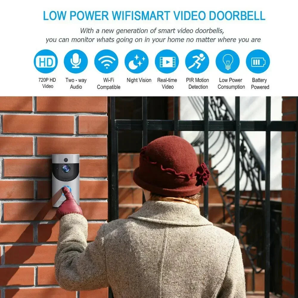 720P HD Smart Wireless WiFi Doorbell Camera – Security Video Intercom with Night Vision & Battery Powered Doorbell - Harotix