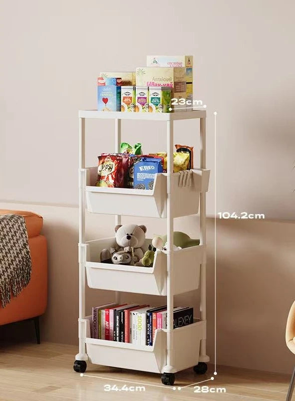 Trolley Multi-Layer Bookshelf & Kitchen Storage Rack – Narrow Slit Cabinet Organizer - Harotix