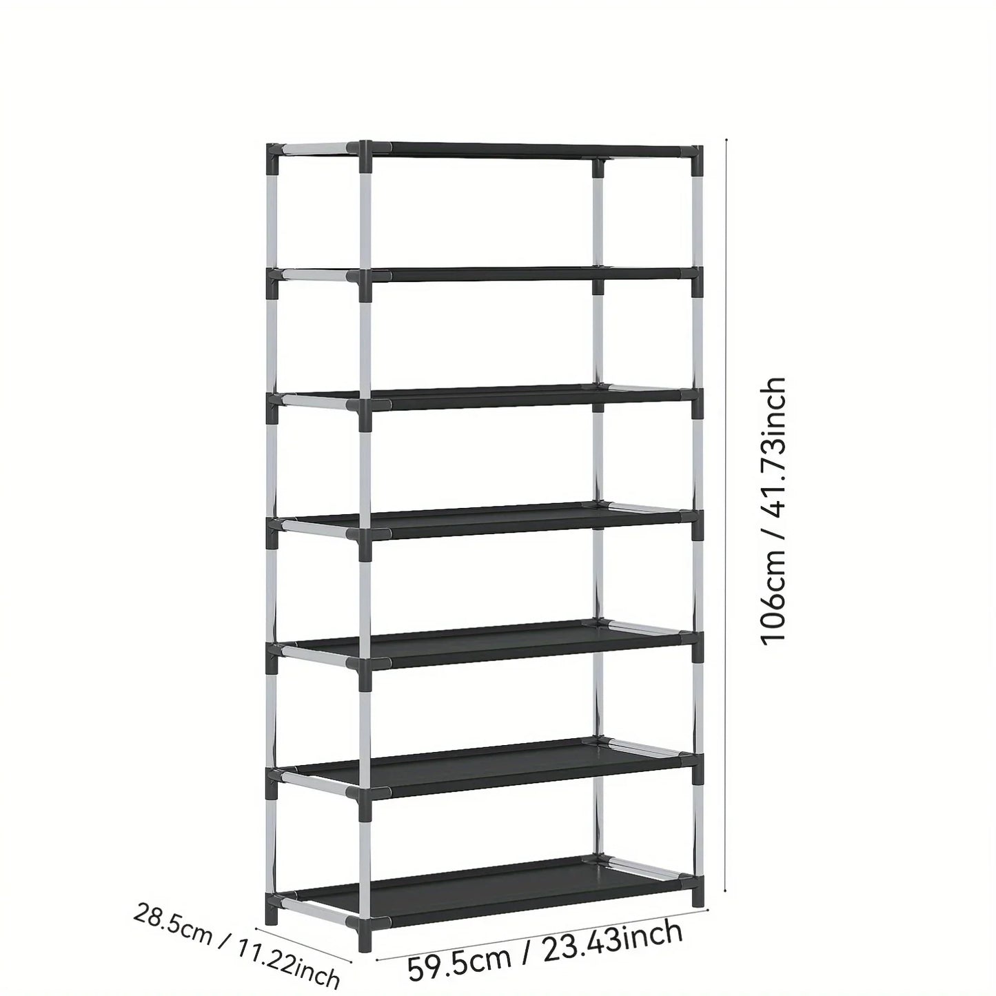 6/7 Tier Stackable Wardrobe Shoe Rack – Space-Saving Shoe Storage Organizer, Black - Harotix