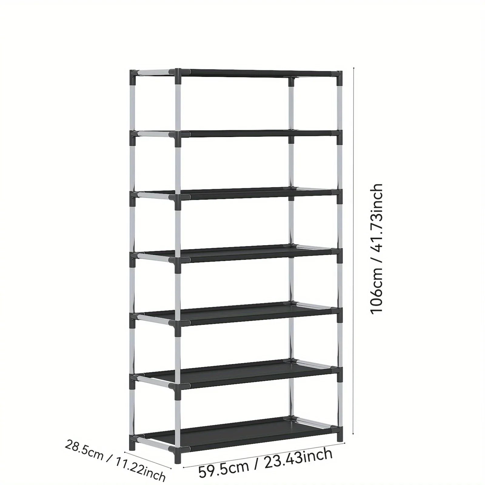 6/7 Tier Stackable Wardrobe Shoe Rack – Space-Saving Shoe Storage Organizer, Black - Harotix