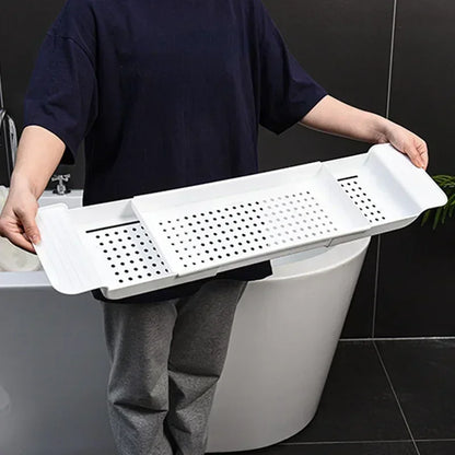 Bamboo Bathtub Tray – Extendable Shower Caddy & Organizer - Harotix