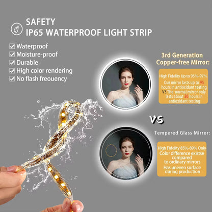 LED HD Smart Bathroom Mirror with Circle Backlit Lights – Wall Mounted Illuminated Mirror - Harotix