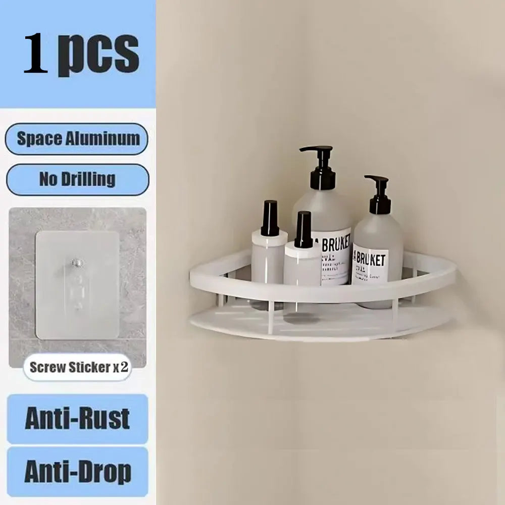 Bathroom Shelf – No Drill Wall Mounted Shower Corner Rack, Aluminum Storage Organizer - Harotix