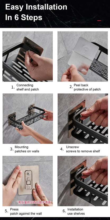 Bathroom Shelf – No Drill Wall Mounted Shower Corner Rack, Aluminum Storage Organizer - Harotix