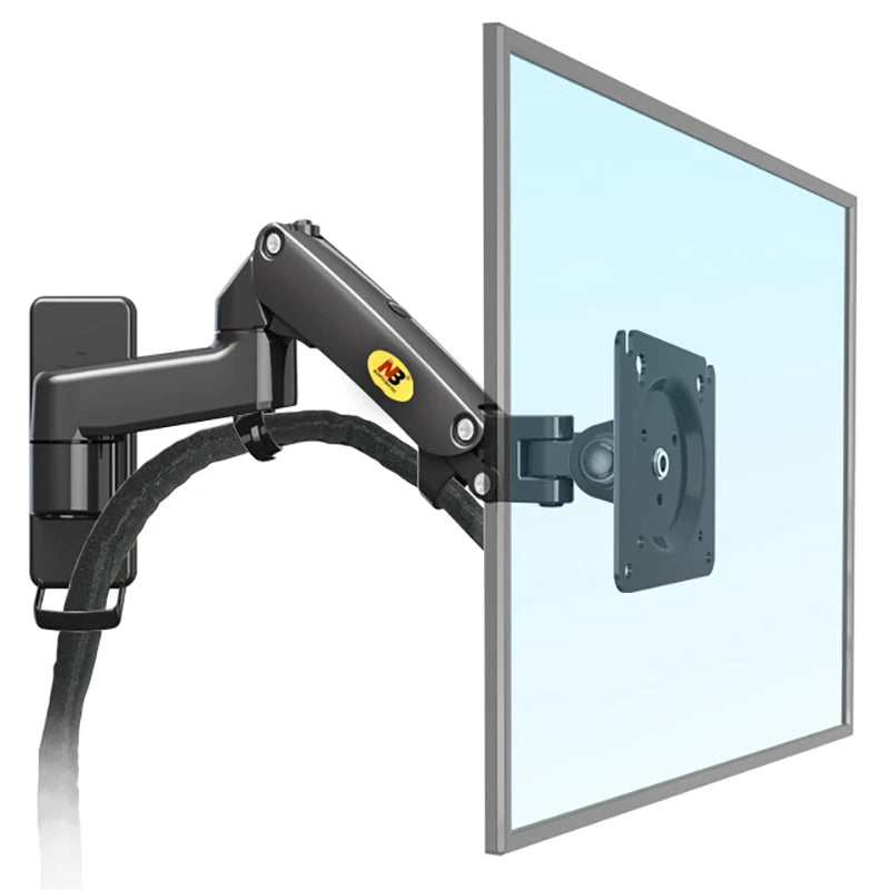 North Bayou NB F150 Gas Spring Monitor & TV Wall Mount Arm (17–35 Inch, 3–12kg Load) - Harotix