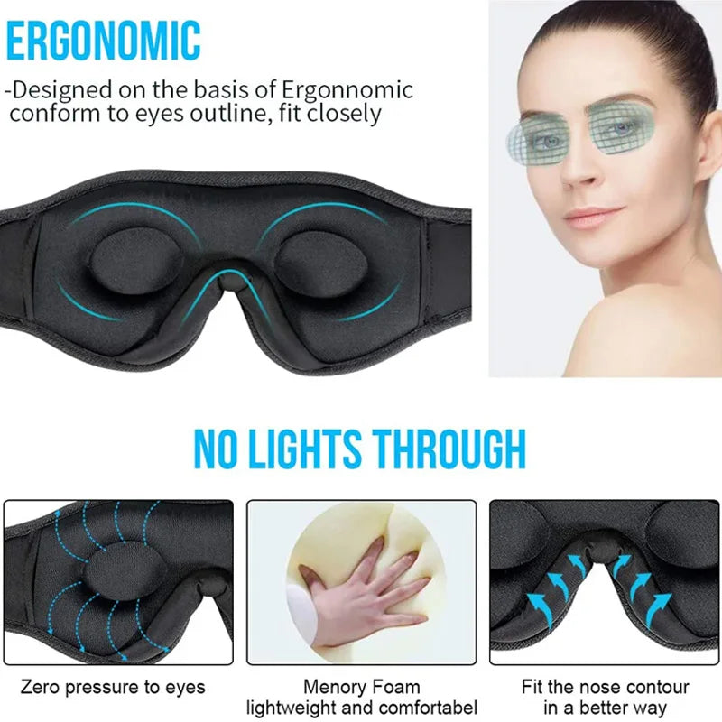 3D Bluetooth Eye Mask with Built-in HD Speakers – Wireless Sleep Headphones for Travel & Relaxation - Harotix