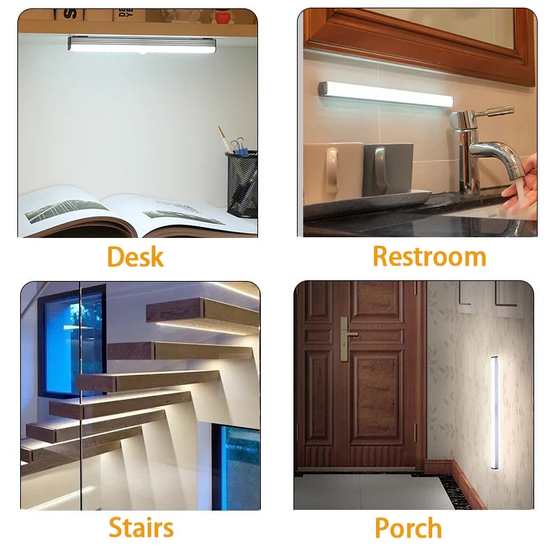 LED Motion Sensor Light – Wireless Rechargeable Night Light with Type-C Charging, Perfect for Cabinet, Wardrobe, Staircase & Kitchen - Harotix