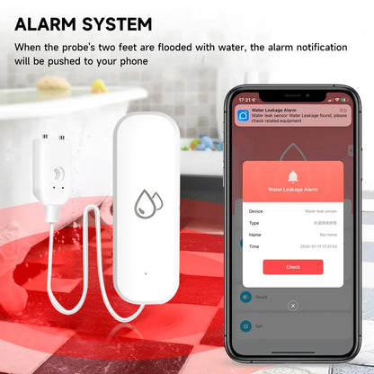 Tuya WiFi/ZigBee Smart Water Leak Sensor – Flood Detector with APP Control & Alarm for Smart Home Security - Harotix