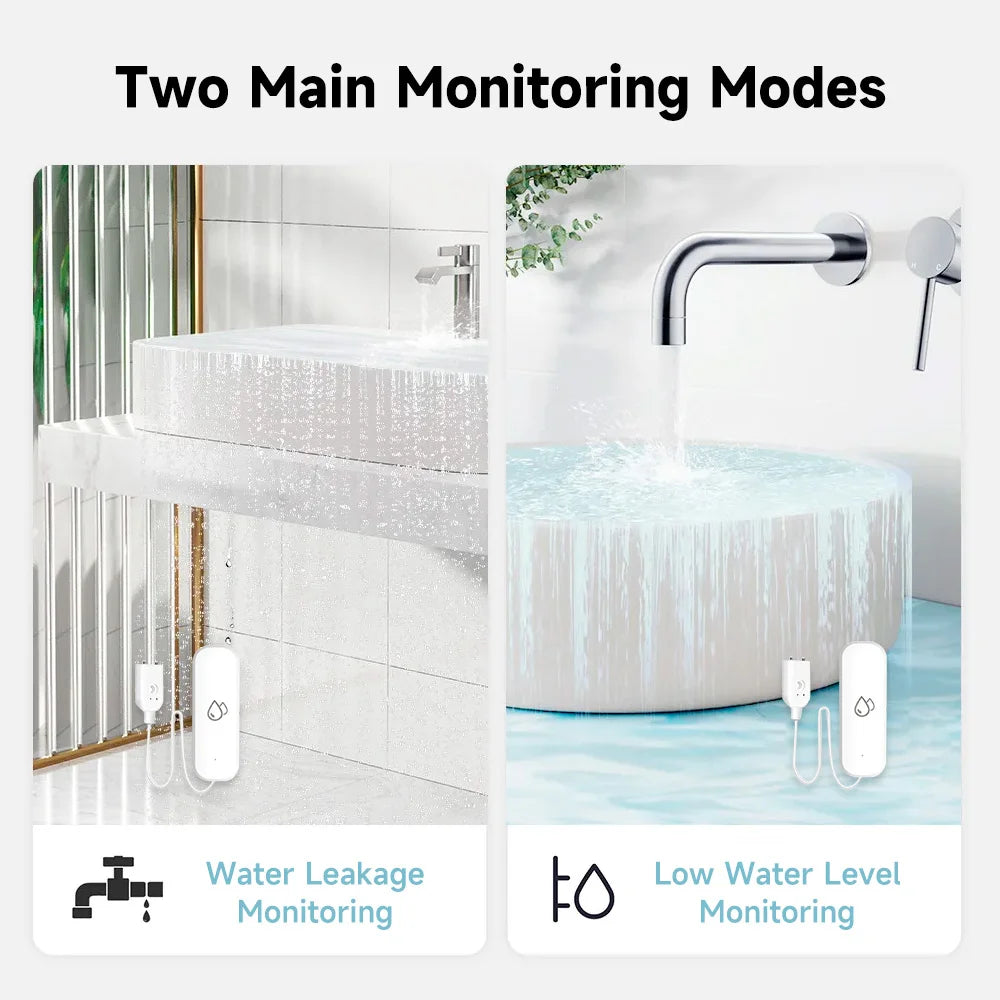 Tuya WiFi/ZigBee Smart Water Leak Sensor – Flood Detector with APP Control & Alarm for Smart Home Security - Harotix