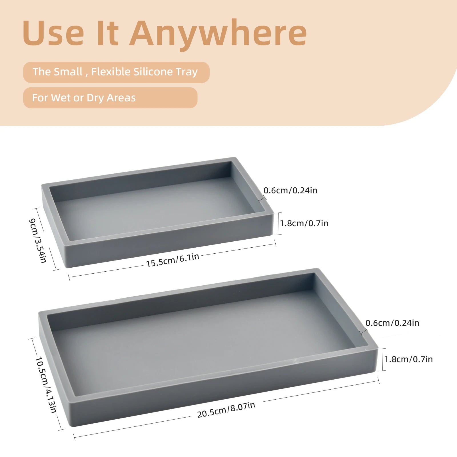 Silicone Countertop Storage Tray – Bathroom Organizer & Jewelry Display Tray - Harotix