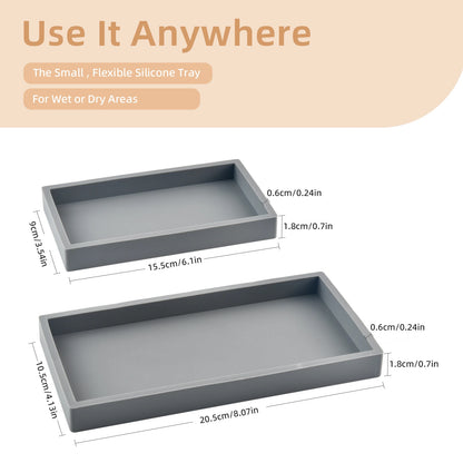 Silicone Countertop Storage Tray – Bathroom Organizer & Jewelry Display Tray - Harotix