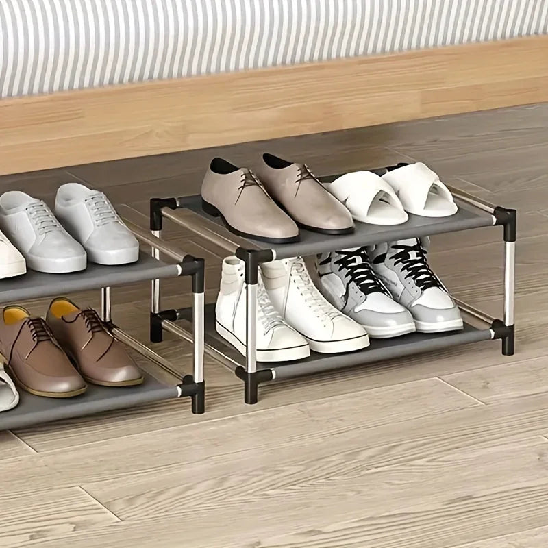 6/7 Tier Stackable Wardrobe Shoe Rack – Space-Saving Shoe Storage Organizer, Black - Harotix