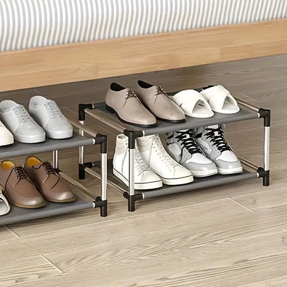 6/7 Tier Stackable Wardrobe Shoe Rack – Space-Saving Shoe Storage Organizer, Black - Harotix