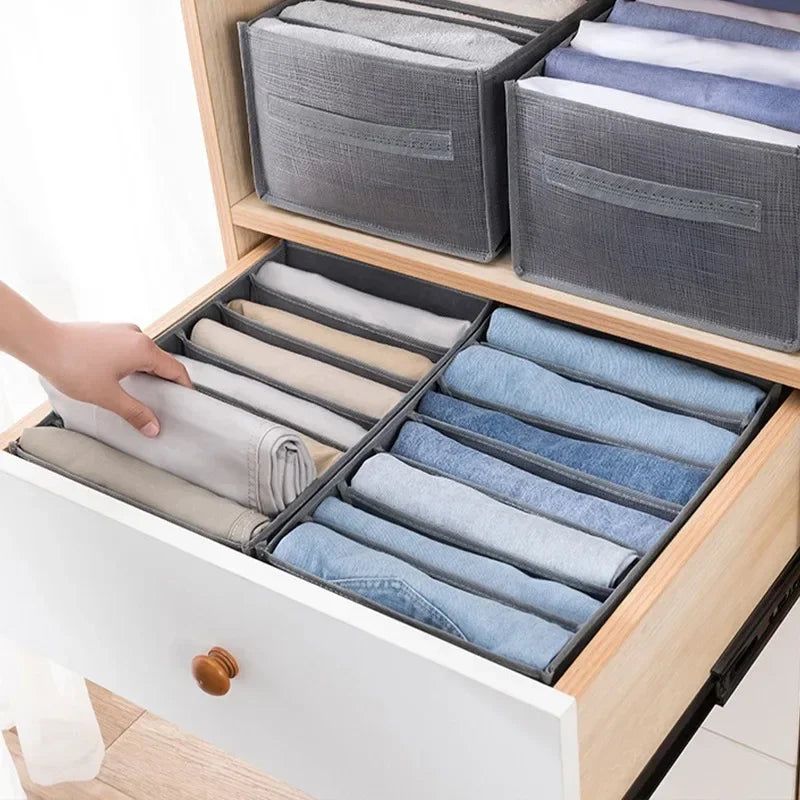 Jeans & Clothes Storage Box – Wardrobe Drawer Organizer for T-Shirts, Underwear, Socks & More - Harotix
