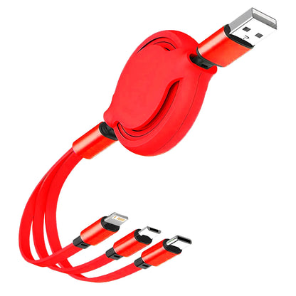3-in-1 Retractable USB Fast Charging Cable Multi-Port Charger Cord - Harotix