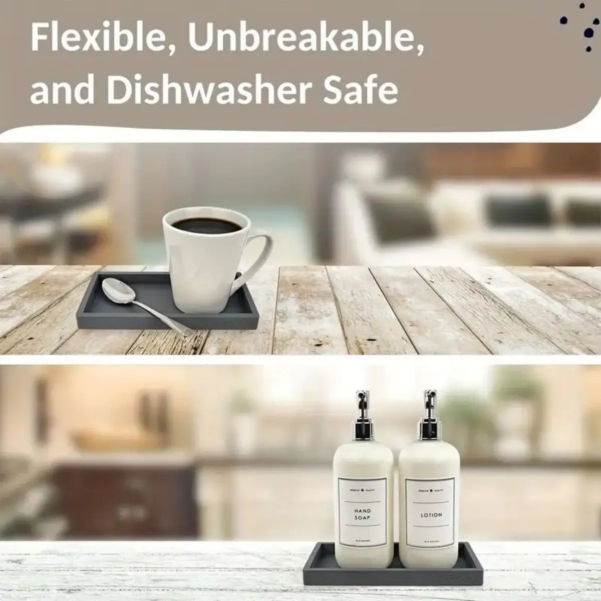 Silicone Countertop Storage Tray – Bathroom Organizer & Jewelry Display Tray - Harotix