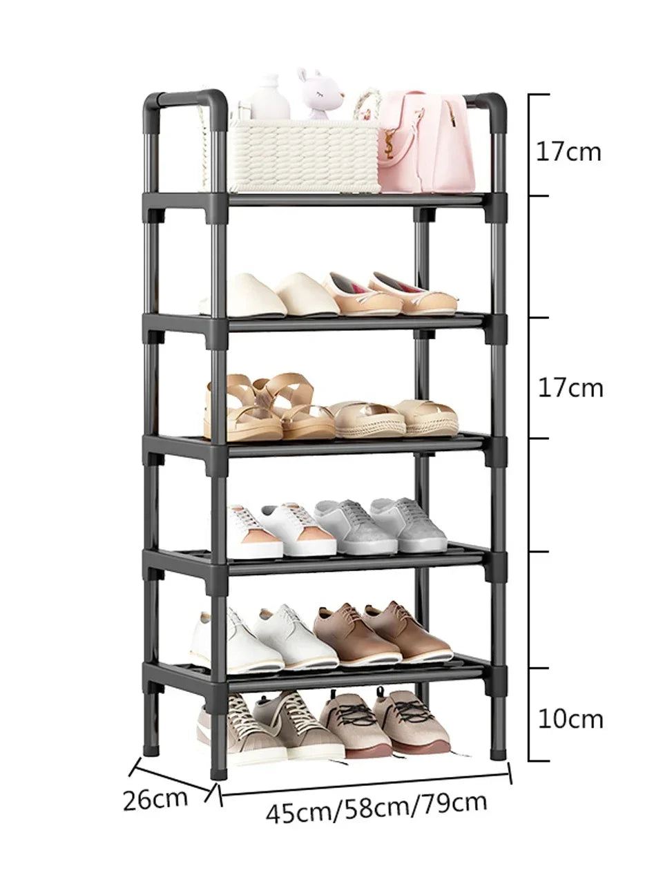 Black Elevated Shoe Rack – Small Multi-layer Shoe Cabinet for Home, Dormitory & Rental Housing - Harotix