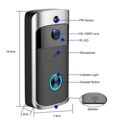 720P HD Smart Wireless WiFi Doorbell Camera – Security Video Intercom with Night Vision & Battery Powered Doorbell - Harotix