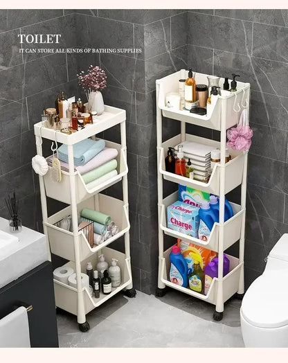Trolley Multi-Layer Bookshelf & Kitchen Storage Rack – Narrow Slit Cabinet Organizer - Harotix