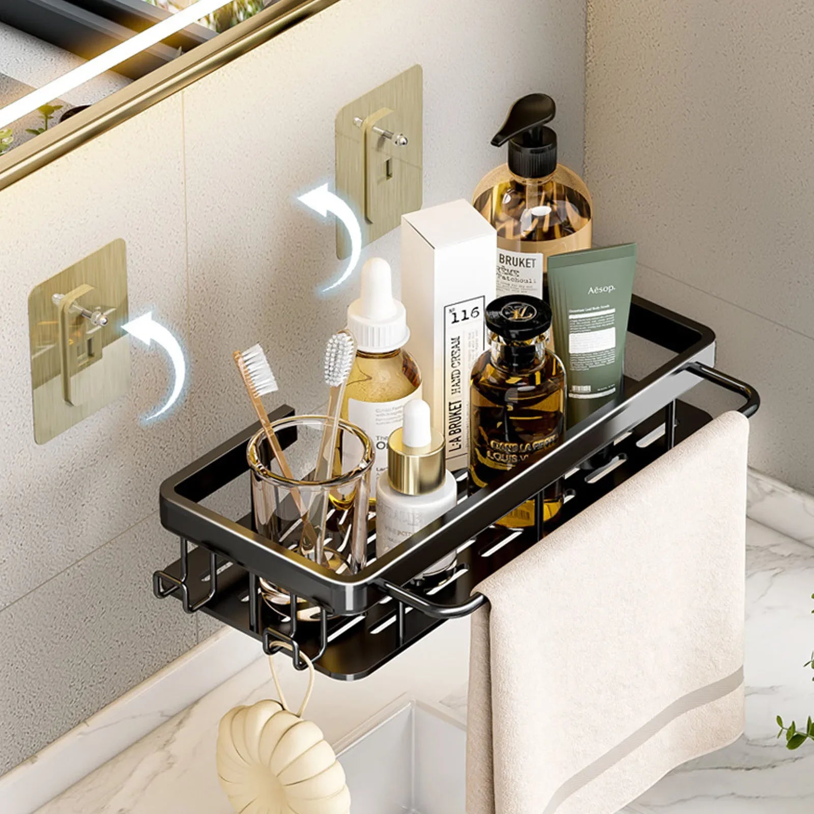 Bathroom Shelf – No Drill Wall Mounted Shower Corner Rack, Aluminum Storage Organizer - Harotix