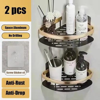 Bathroom Shelf – No Drill Wall Mounted Shower Corner Rack, Aluminum Storage Organizer - Harotix