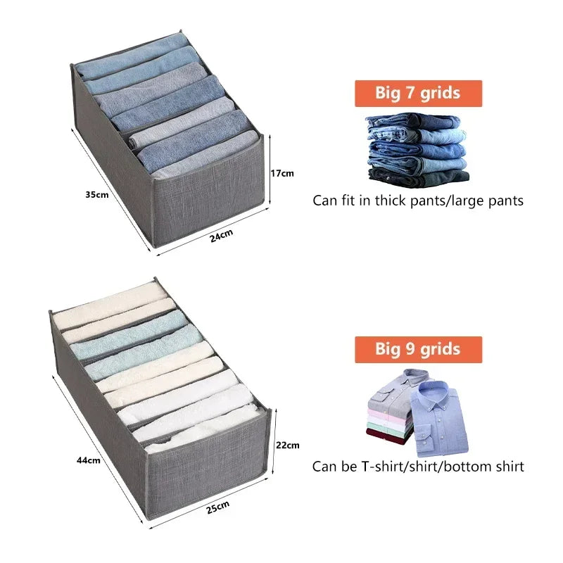Jeans & Clothes Storage Box – Wardrobe Drawer Organizer for T-Shirts, Underwear, Socks & More - Harotix