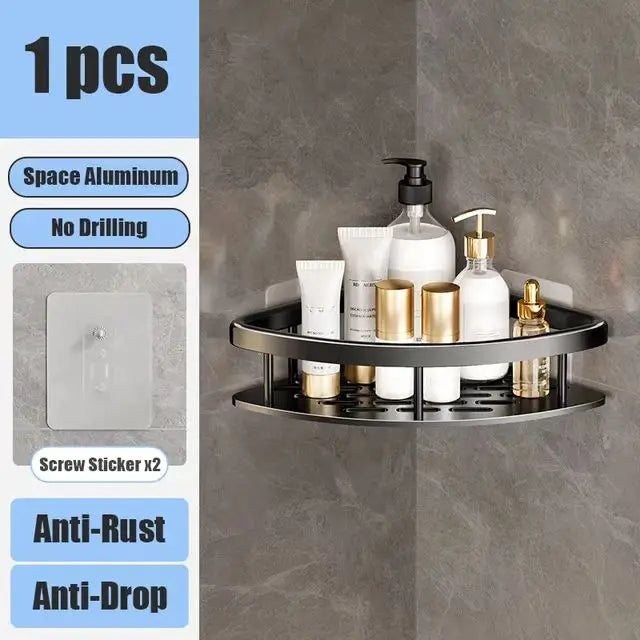 Bathroom Shelf – No Drill Wall Mounted Shower Corner Rack, Aluminum Storage Organizer - Harotix