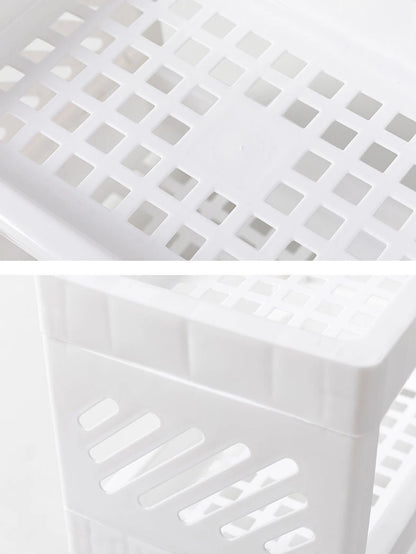Double-Layer Desktop Storage Rack – White Rectangular Organizer for Office, Desk & Cosmetics - Harotix