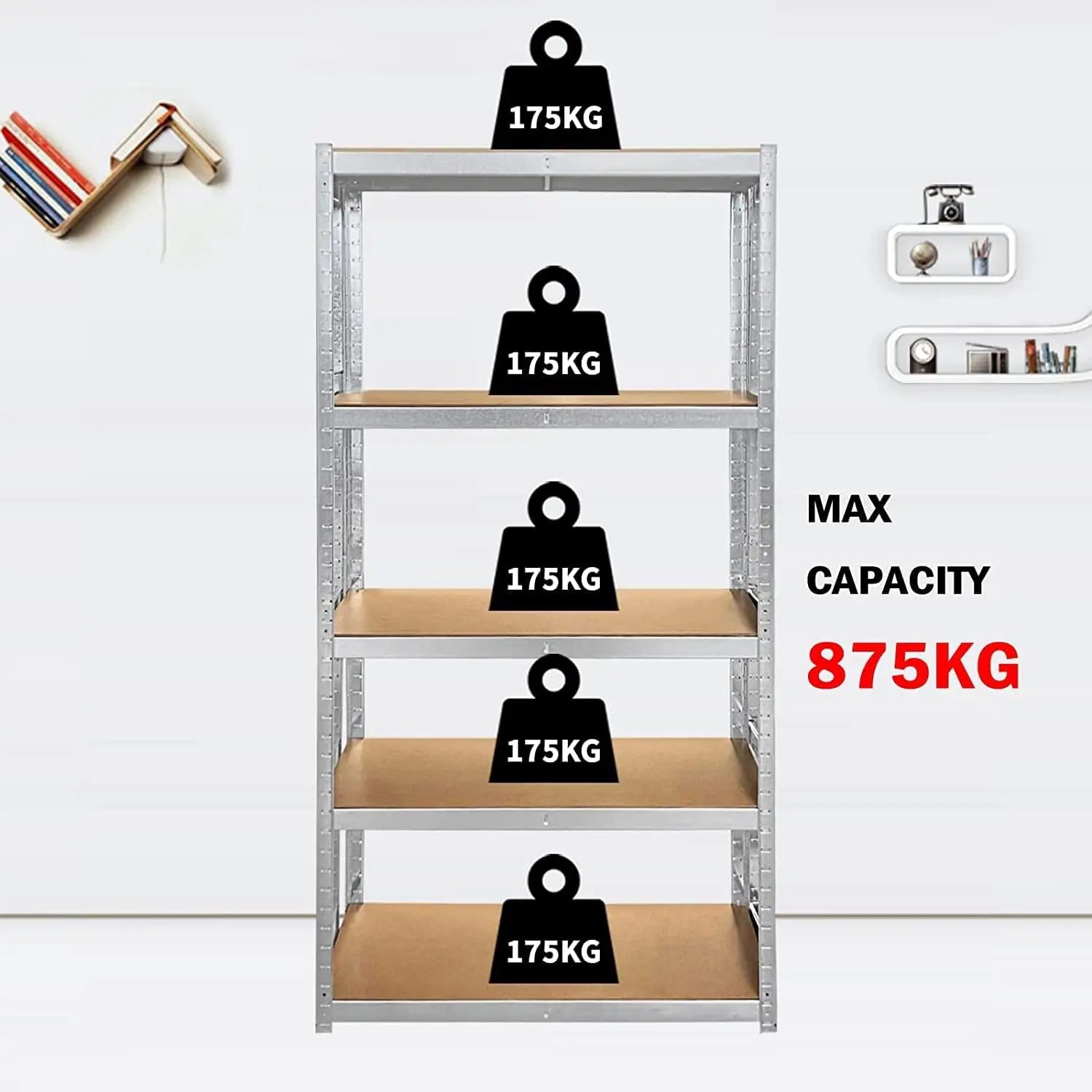Heavy-Duty 5-Tier Metal Shelving Unit – Garage & Shed Storage Racking, 150/180cm - Harotix